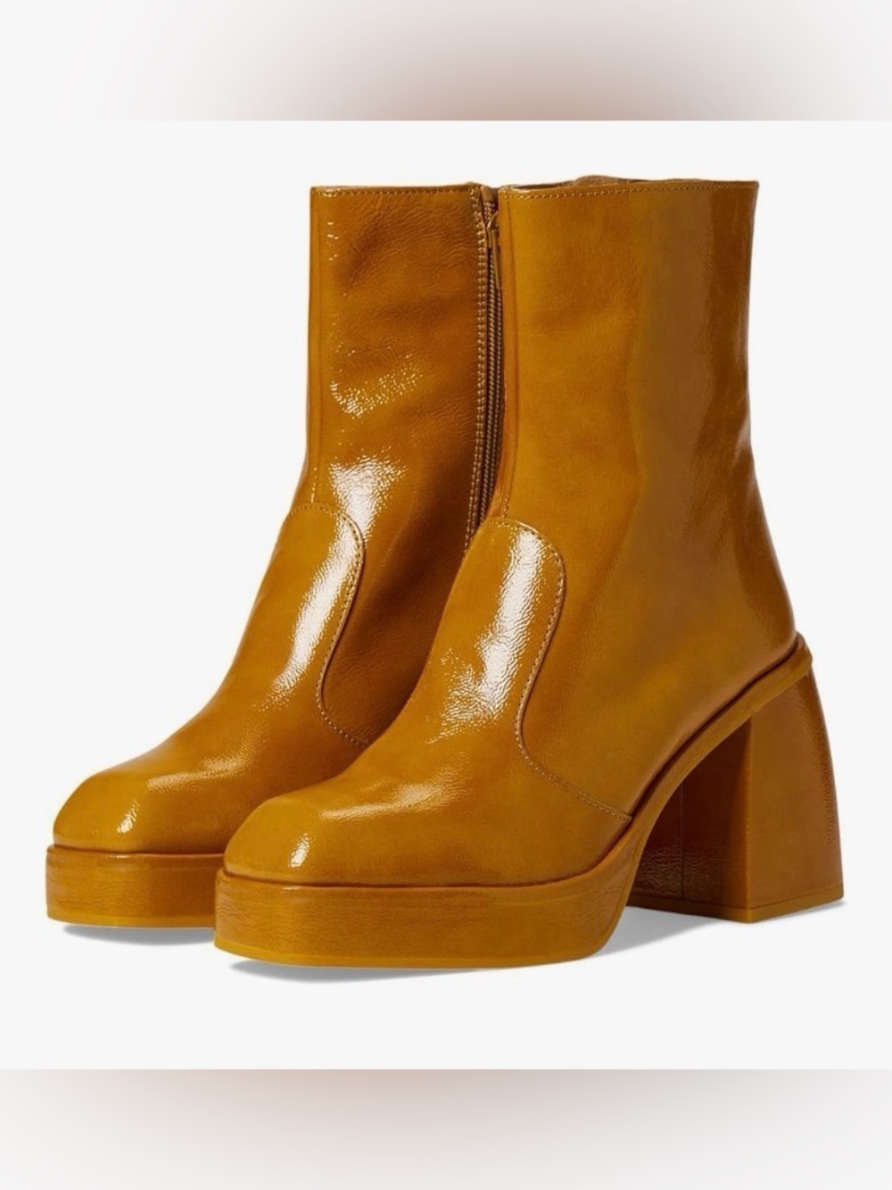 NEW Free People Ruby Patent Leather Square Toe Platform 70’s Boots Size US 8.5